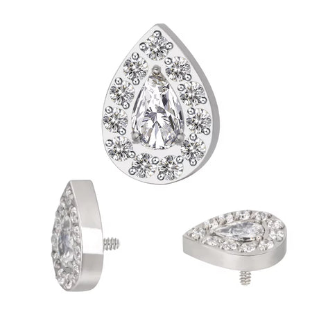 Titano žiedas su kriaušės formos akmenukais