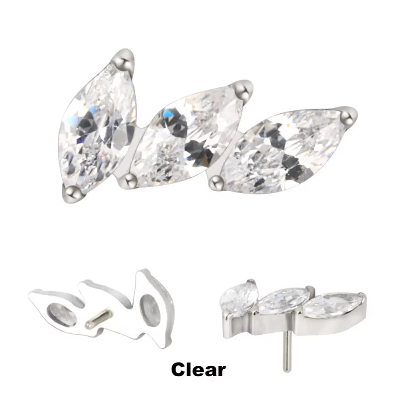 Titano žiedų antgaliai, 3 smaigalių lenktas vėduoklės formos