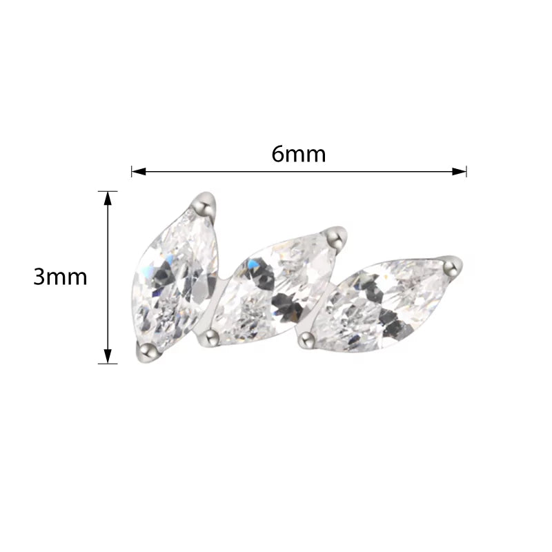 Titano žiedų antgaliai, 3 smaigalių lenktas vėduoklės formos