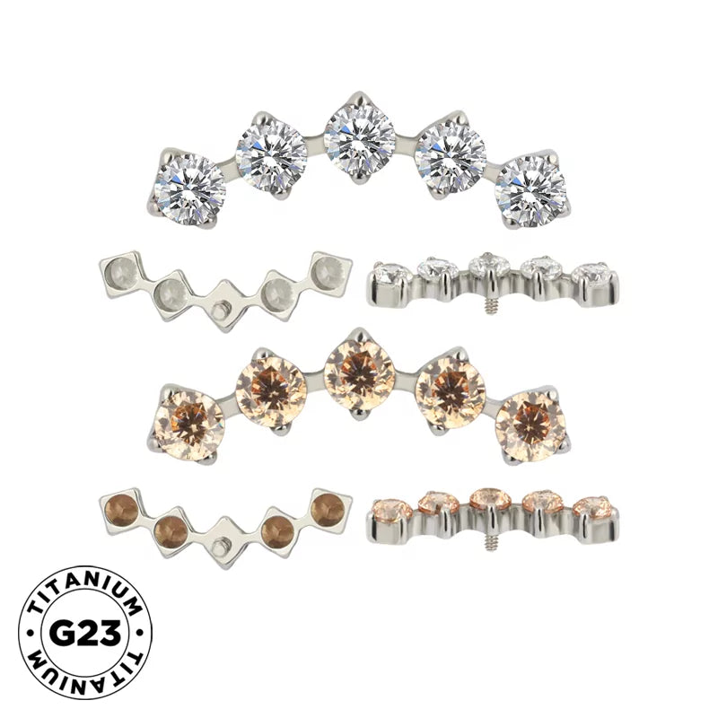 Titano žiedų patarimai su 5 smaigaliais ir cirkonio bezeliu