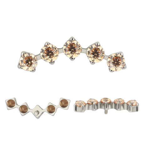 Titano žiedų patarimai su 5 smaigaliais ir cirkonio bezeliu