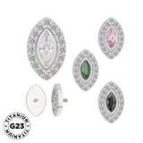 Titano žiedų patarimai su markizės formos rėmeliu