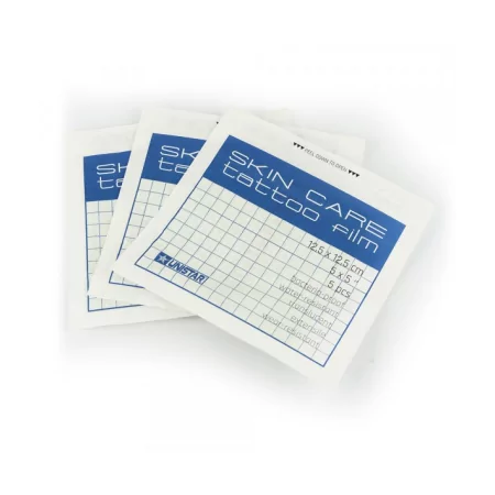 Unistar Skin Care Tattoo Film Dressing, 5pcs, 12.5x12.5cm, transparent protective film for tattoo aftercare.