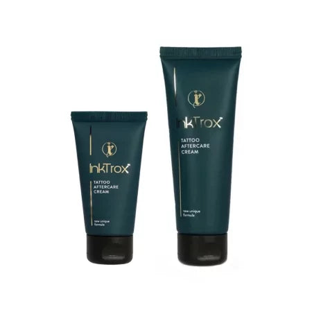 Inktrox Tattoo Aftercare Cream tubes in 20ml and 50ml sizes